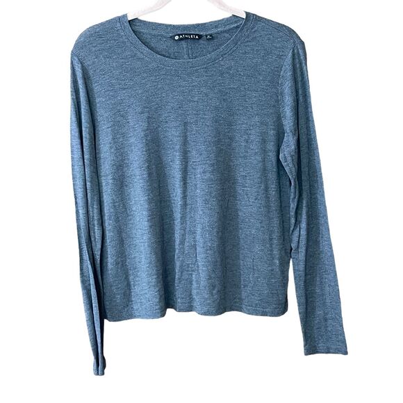 Athleta Top Womens Medium Threadlight Long Sleeve Gray Tee Stretch Modal 223948 - Picture 1 of 7